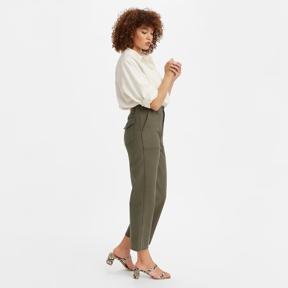 Levi’s Ribcage Utility Wide-Leg Pants Olive Night Green Size 24 - Picture 3 of 8